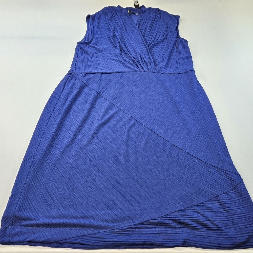 NWT NIC + ZOE Size XLarge Blue Knit Textured Wrap Empire Waist Dress RET $158